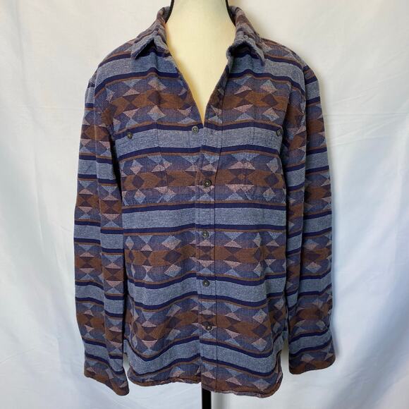 Goodfellow & Co Men's Medium Blue Southwest Button-up Long Sleeve Shirt Standard - Picture 1 of 10